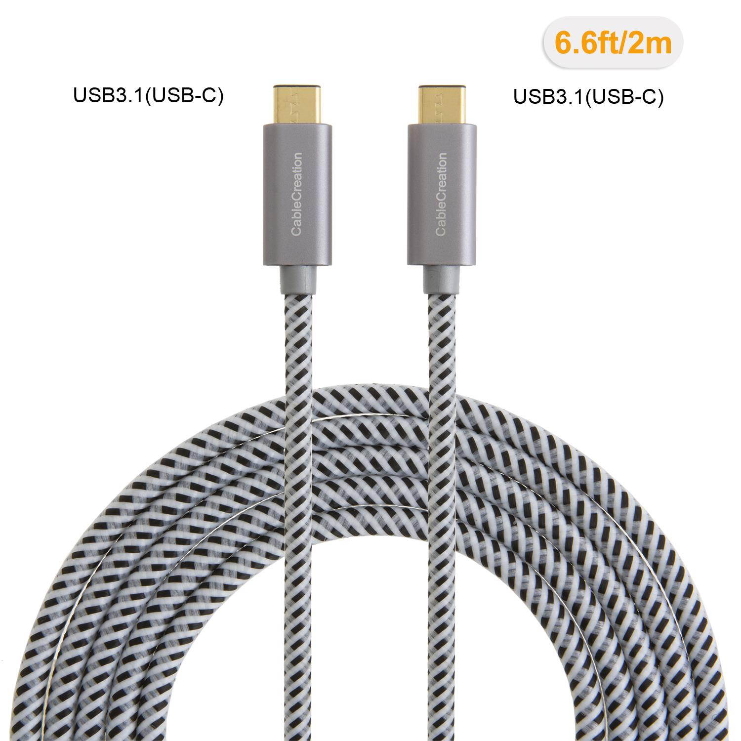 USB Type C-C Cable , CableCreation 6.6FT Braided USB 2.0 Type C (USB-C) to Type C Data Charging Cable(3A), for New Macbook 12 inches, Chromebook Pixel, Nexus 5/6p, Lumia 950/950XL & more (Gray)