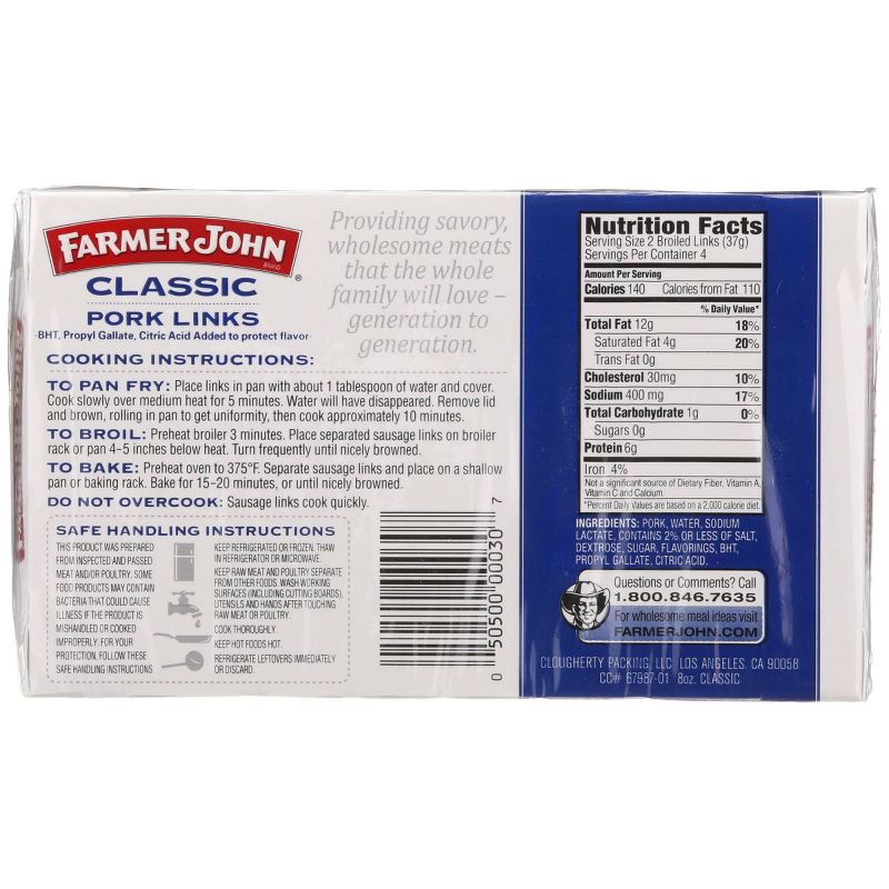Farmer John Classic Pork Sausage Links - 8oz/8ct