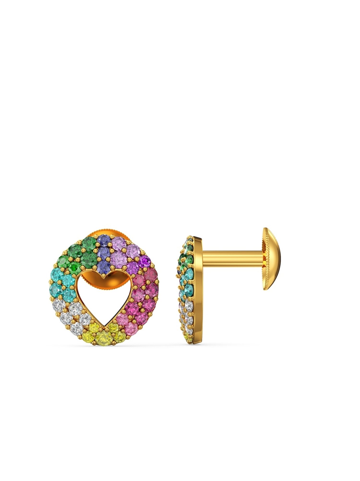 Joyalukkas Gold 22K Luminous Rainbow Stud Earrings for Women