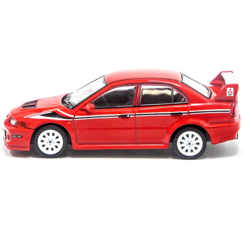 Mitsubishi Lancer Evolution VI Tommi Makinen Edition Red with Black and White Stripes 1/64 Diecast Model Car by Tarmac Works