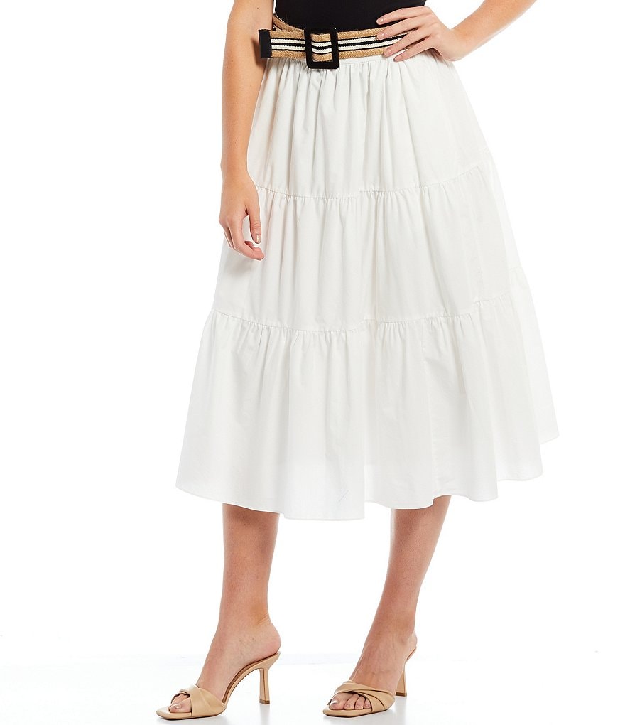 A Loves A Poplin Tier High Rise Maxi Skirt