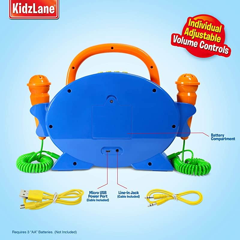 Machine for Kids with 2 Microphones Includes 100 PreLoaded Songs Record Playback Voice Changer and Bluetooth Perfect for Toddlers Up