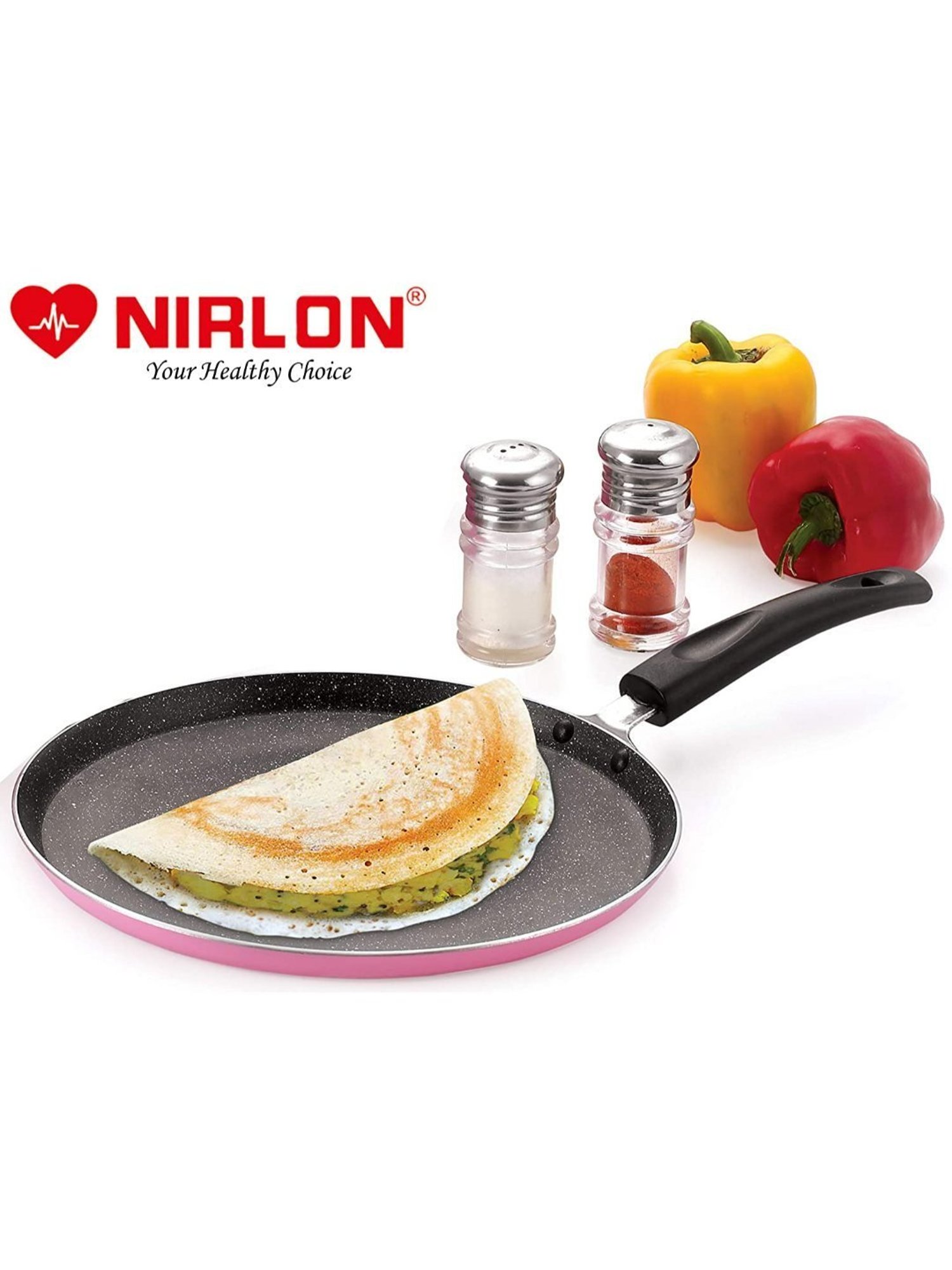 Nirlon Pink Aluminium Non-Stick Flat Dosa Tawa