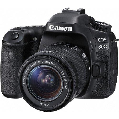 Canon EOS 80D DSLR Camera with 18-55mm Lens (Intl Model) (1263C005) W/ Bag, Extra Battery, LED Light, Mic, Filters and More - Advanced Bundle