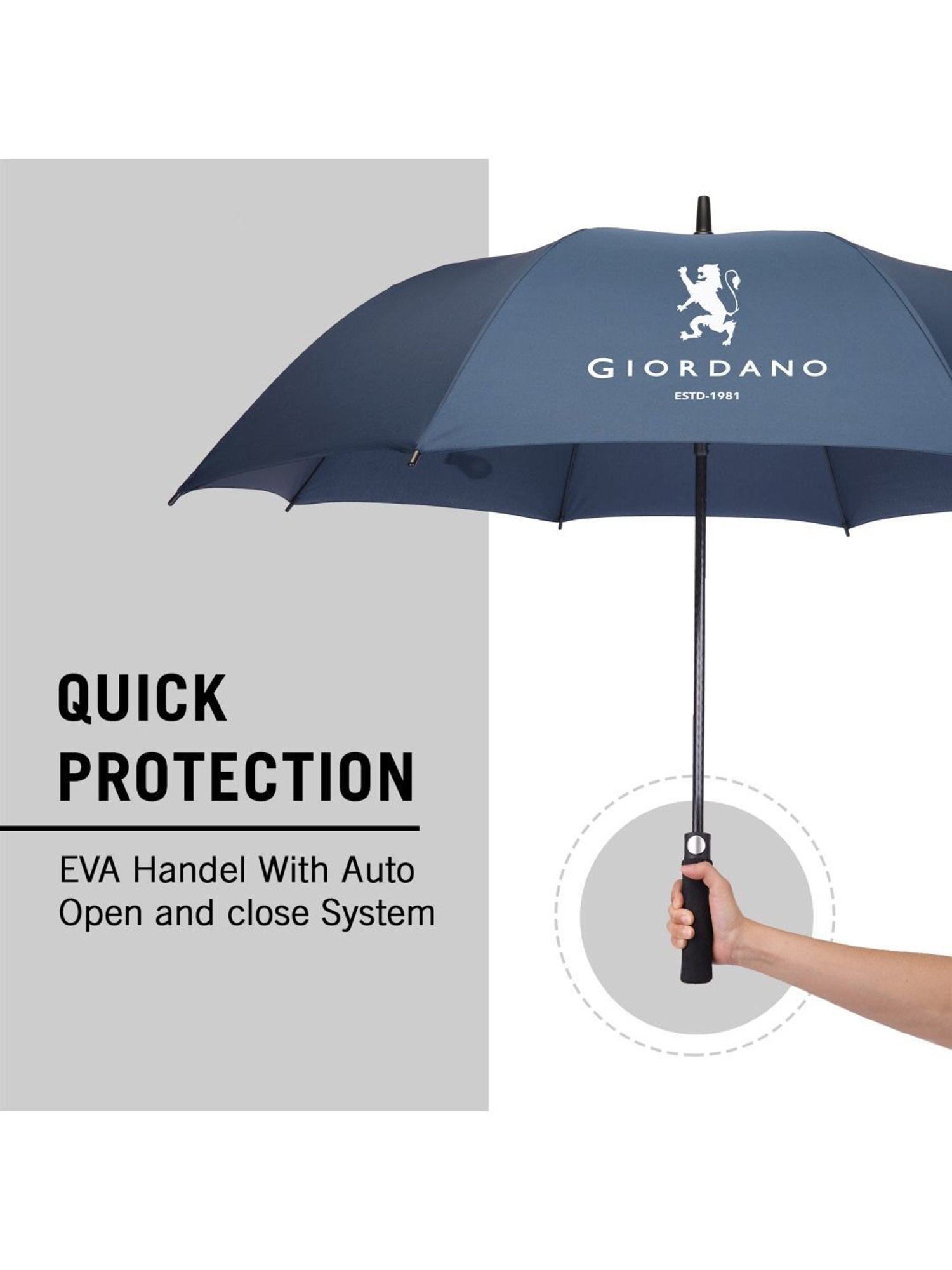 Giordano Automatic UV Protection Navy Blue Umbrella