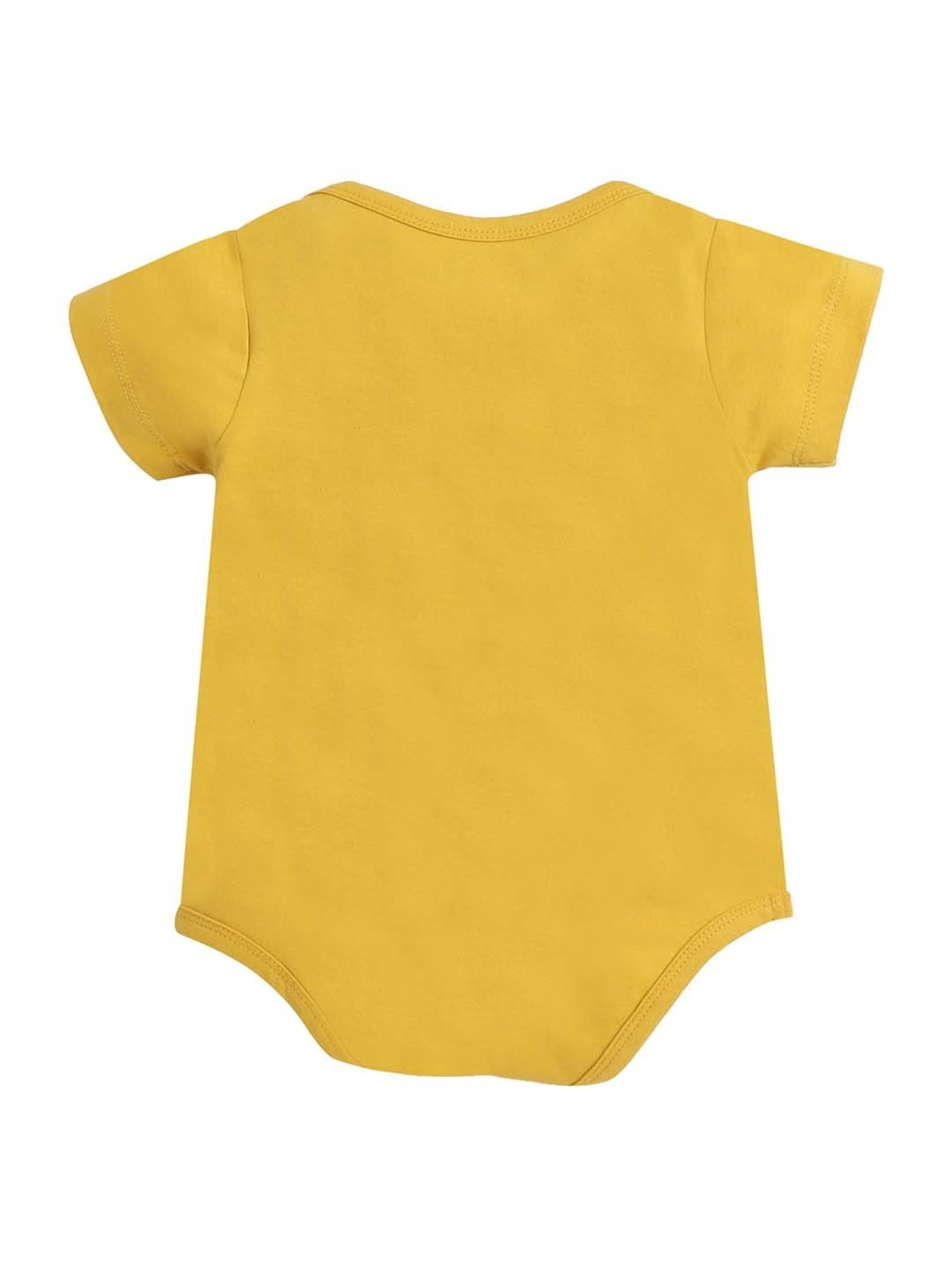 Little Angels Kids Yellow Cotton Printed Onesie