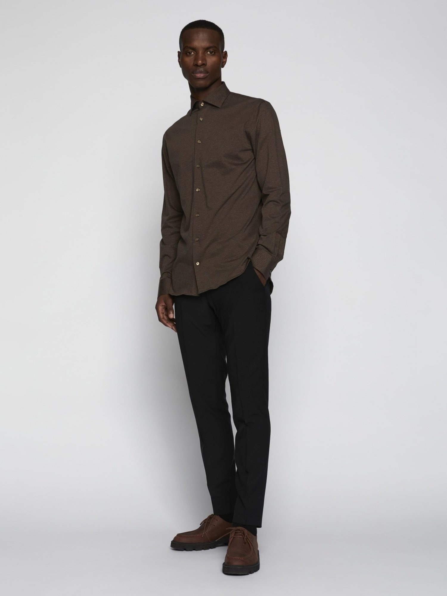 Matinique Brown Cotton Regular Fit Shirt