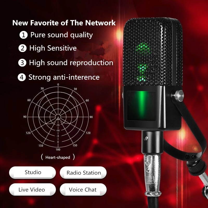 MK 800 Condenser Audio 3.5mm Wired Studio Microphone Vocal Recording Karaoke Microphone Mic For Computer BM800 Updated Mikrofon