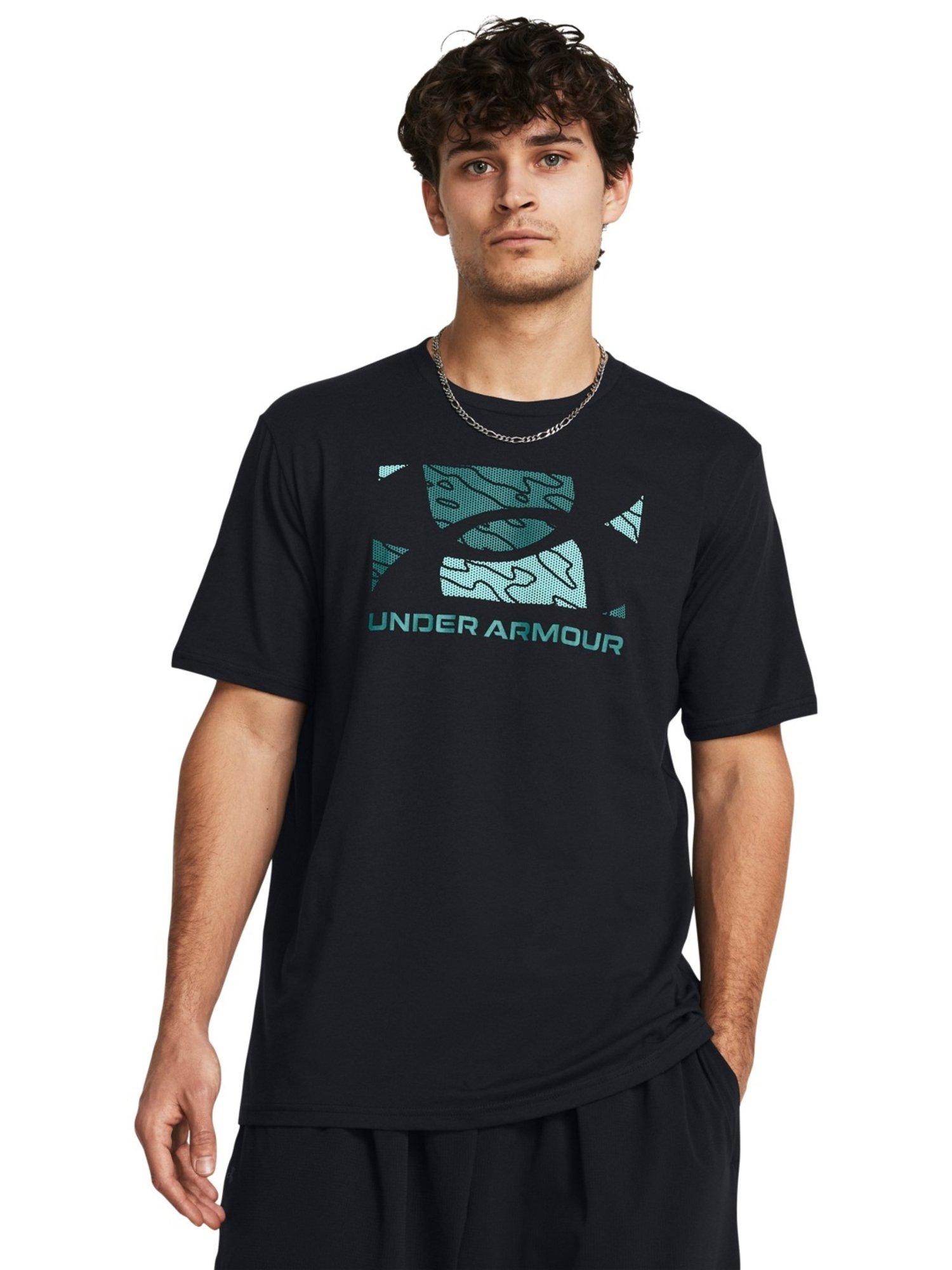 Under Armour Black Cotton Slim Fit Logo Printed T-Shirt