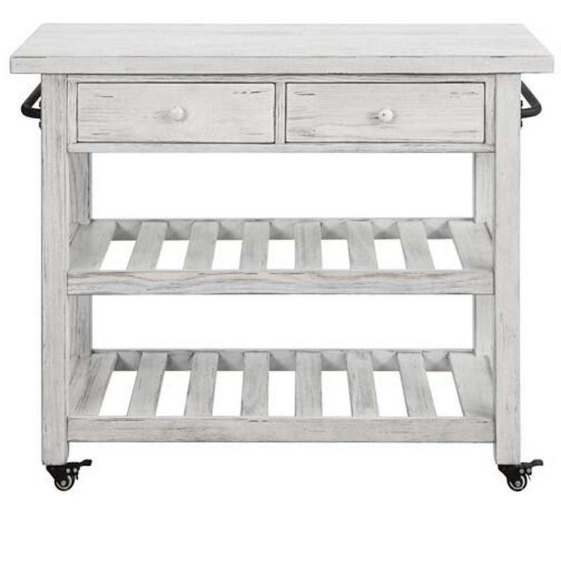 Sunrise Kitchen Island with American Maple Top White/Natural - Flora Home