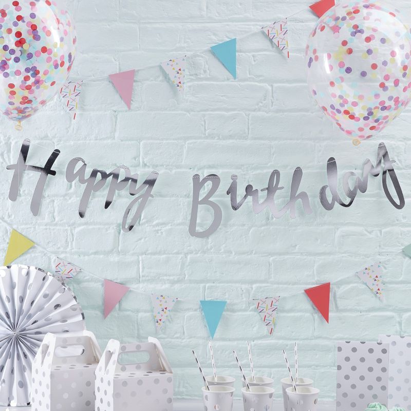 "Happy Birthday" Bunting Silver