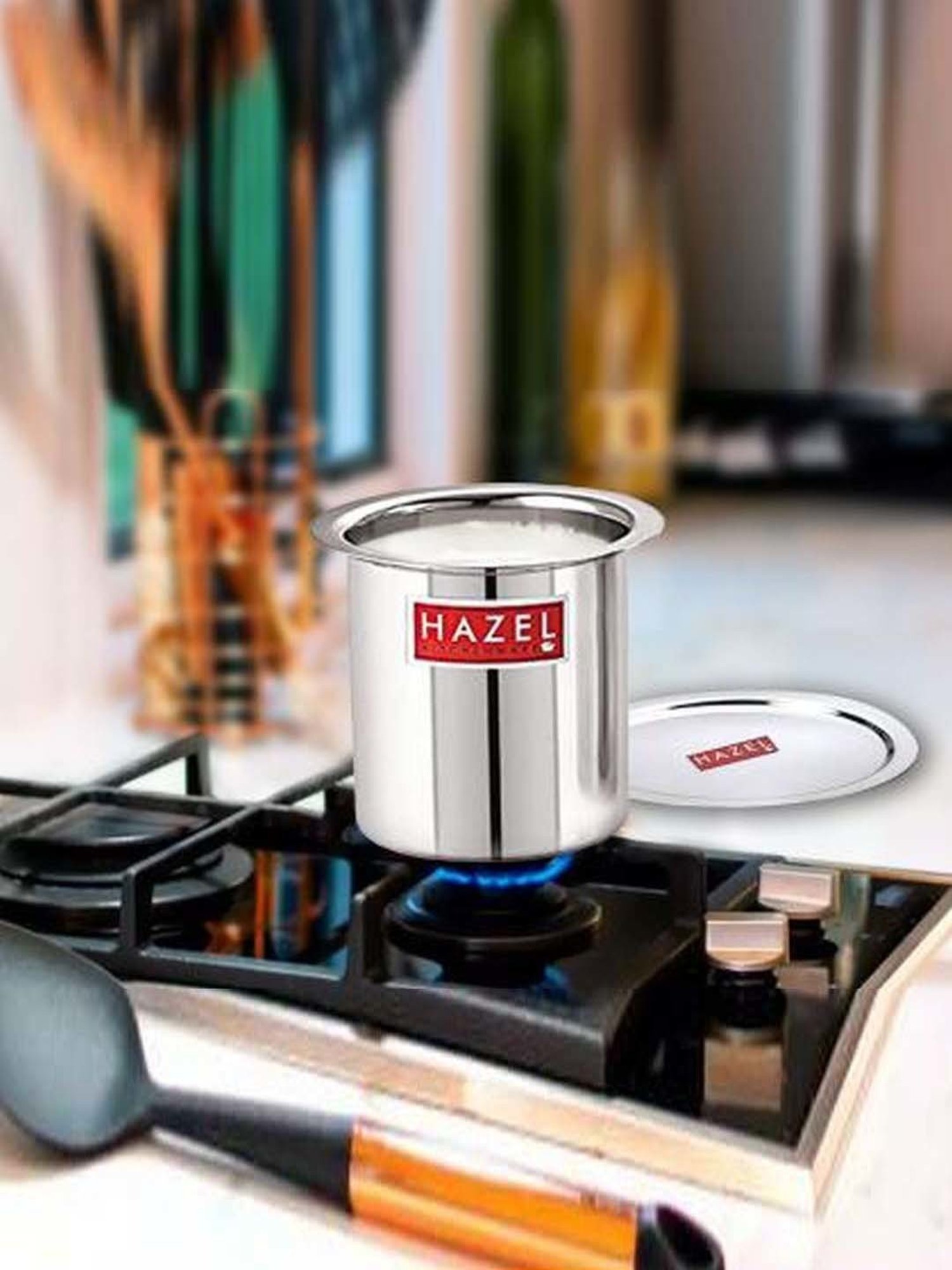 HAZEL Steel Milk Pot Stainless Steel Boiler Container Boiling Vessel Gunj for Kitchen, 1800 ml