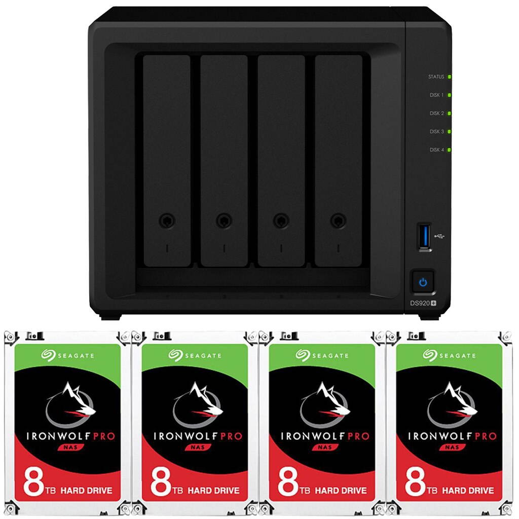 Synology DS920+ DiskStation with 8GB RAM and 48TB (4 x 12TB) of Seagate Ironwolf PRO Drives Fully Assembled and Tested By CustomTechSales