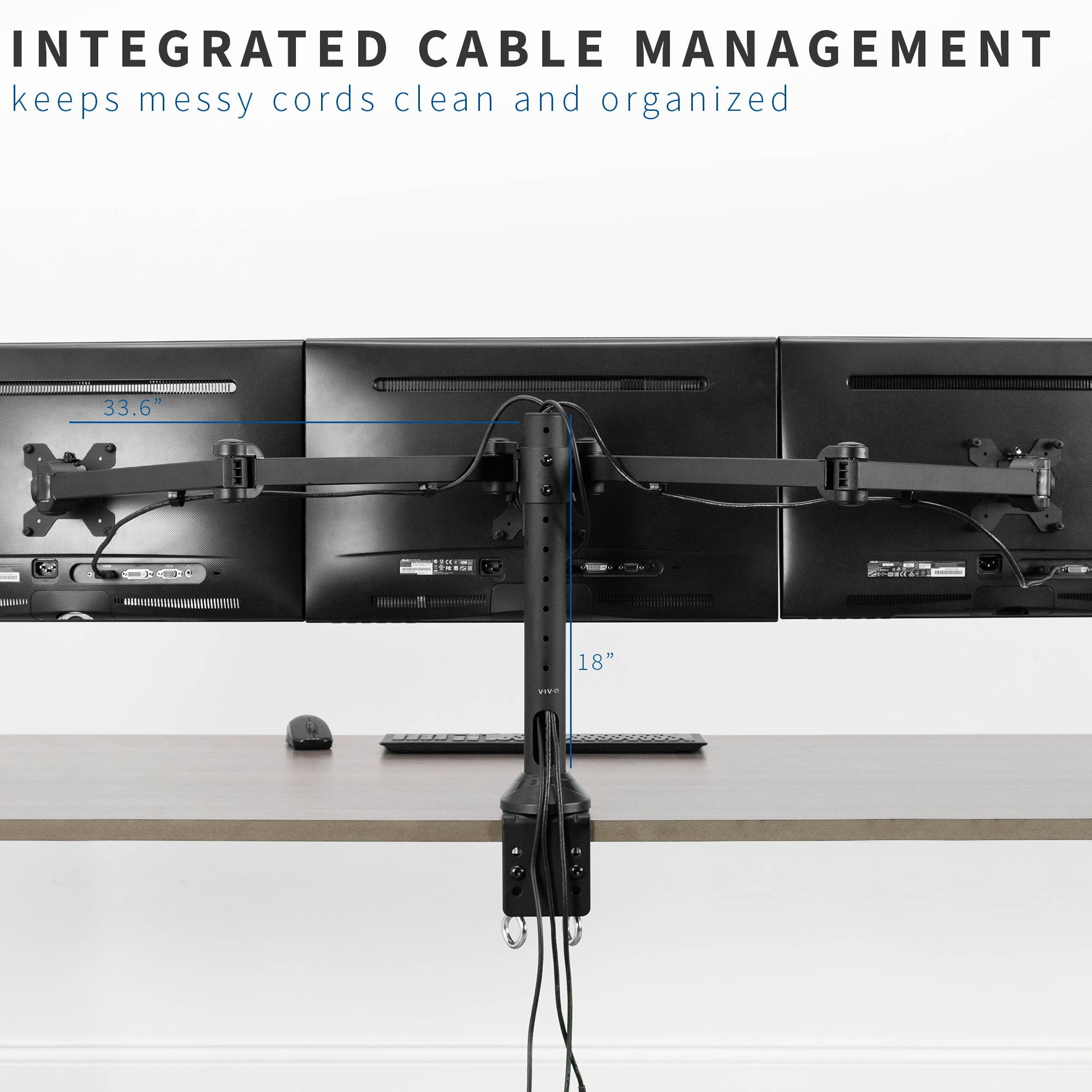 VIVO Triple Computer Monitor Desk Mount Stand Heavy Duty Fully Adjustable - fits Three (3) Screens upto 32" (STAND-V103)