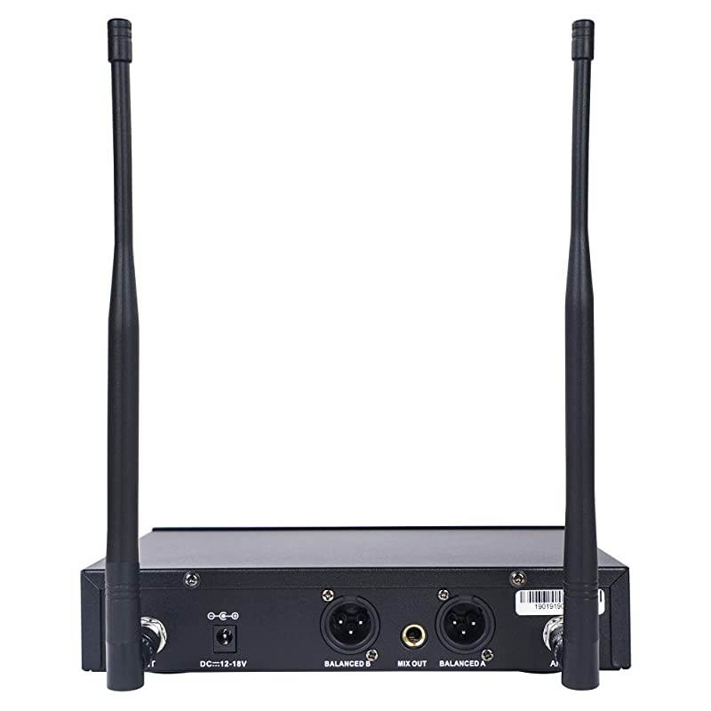 Metal 200 Channels UHF Wireless Microphone System with 2 Handheld Microphones and Auto Scan for Church School Outdoor Wedding Meeting Party and Karaoke SWM26U2HH