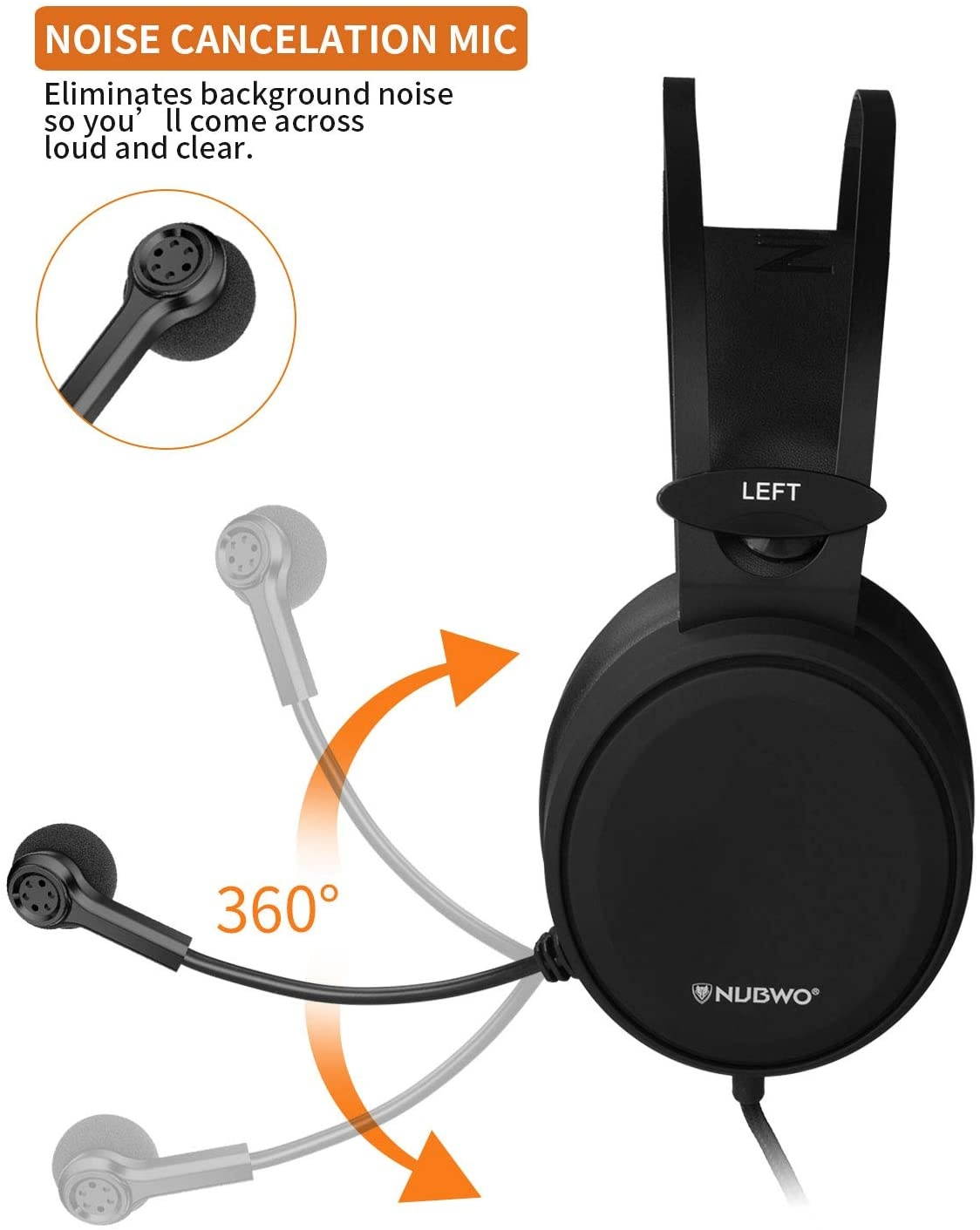 NUBWO Gaming headsets PS4 N7 Stereo Xbox one Headset Wired PC Gaming Headphones with Noise Canceling Mic , Over Ear Gaming Headphones for PC/MAC/PS4/Xbox one