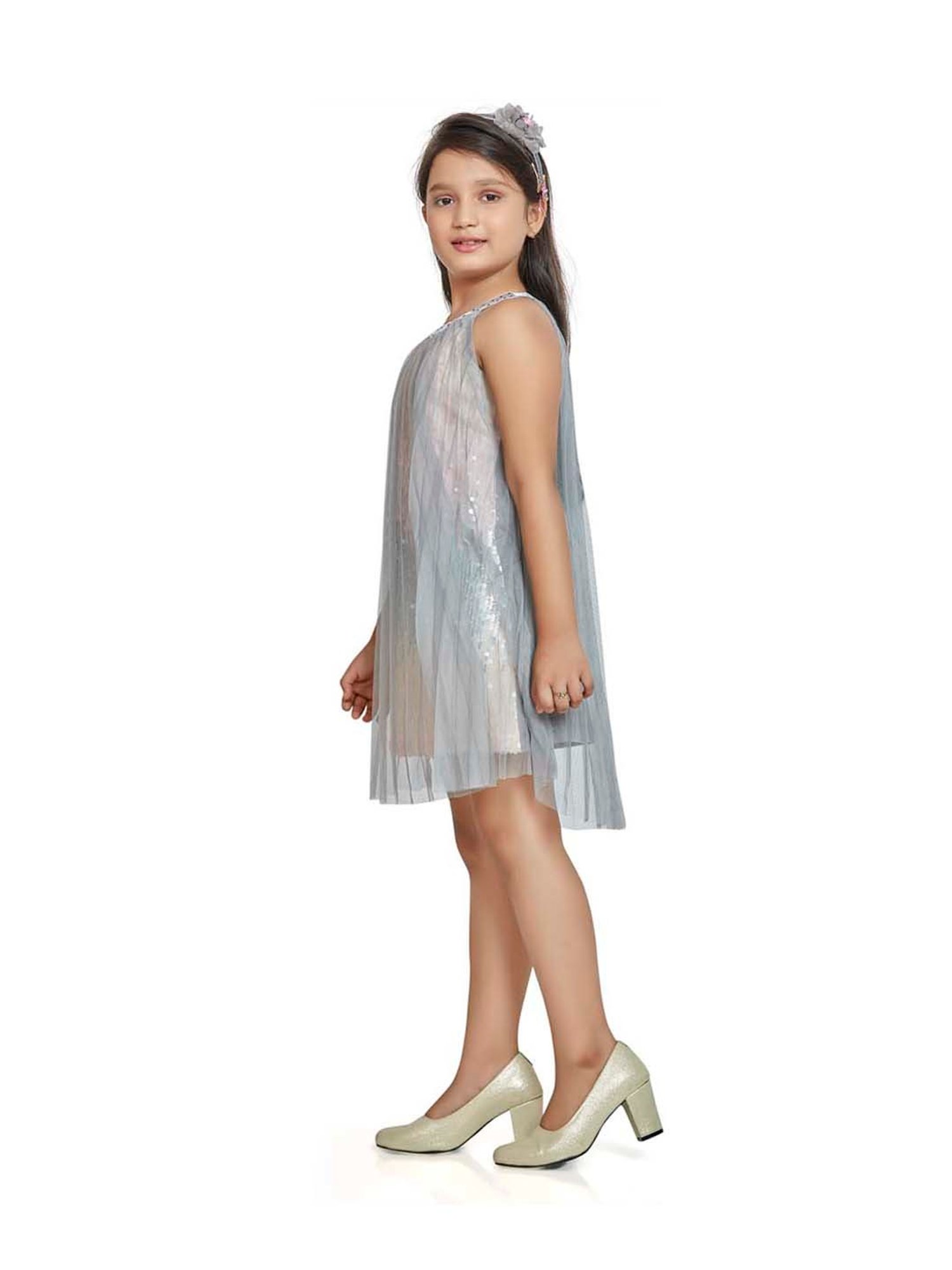 Peppermint Kids Grey Sequence Dress