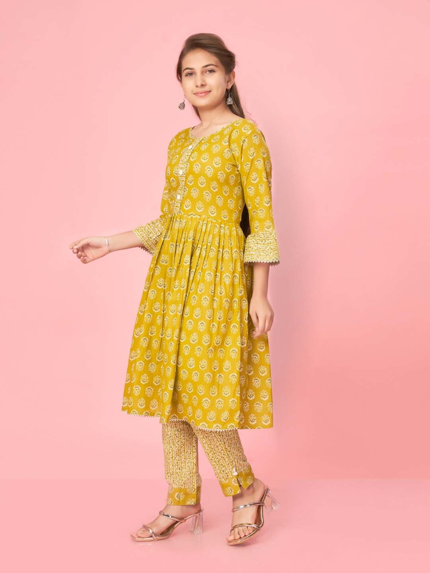 Peppermint Kids Navy Regular Fit Kurta Set