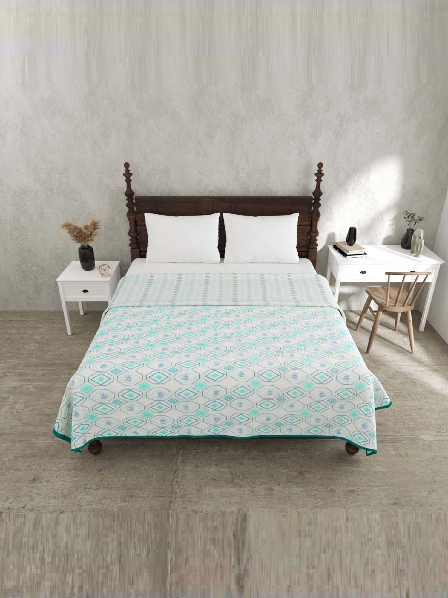 JaipurFabric Green Mulmul Cotton 150 GSM Reversible Ac Dohar