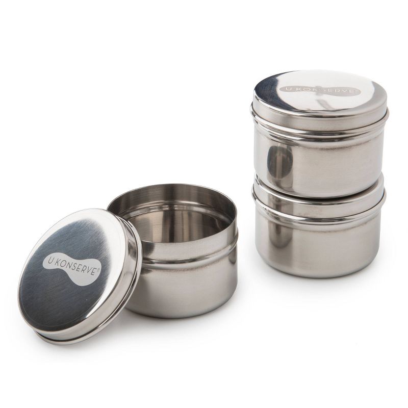 U-Konserve Mini Stainless Steel Food-Storage Containers Round 3oz (Set of 3)