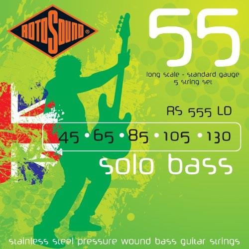 rotosound rs555ld linea pressure wound 5 string bass guitar strings 45 65 85 105 130