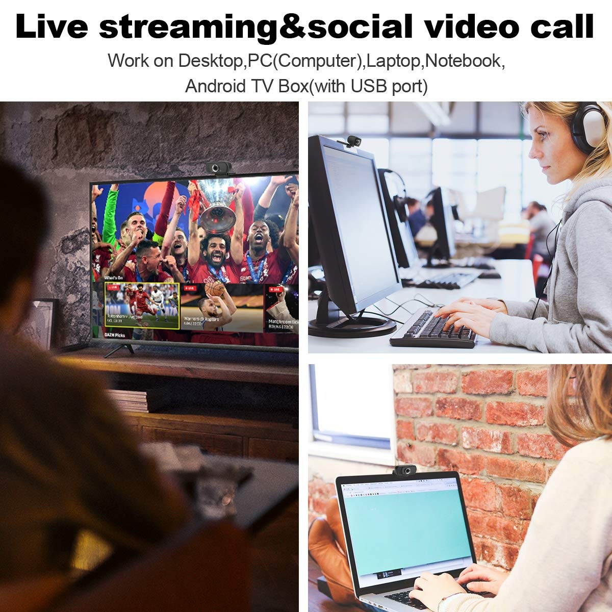 HD Webcam 1080P,Live Streaming Webcam USB Plug and Play Web Camera for PC Laptop Desktop,90-degree Wide Angle Webcam with Microphone for Video Conference Recording Gaming Skype XBox One OBS