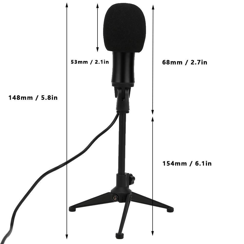 Professional Audio Condenser Microphone Mic Studio Sound Recording Tripod Stand Condenser Microphone Wired with Tripod Stand USB Cardioid Pickup for Live Singing