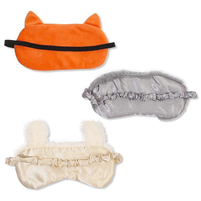 Glamlily 3-Pack Animal Sleeping Eye Mask Travel Sleep Eye Cover Set for Kids with Sloth Llama Fox
