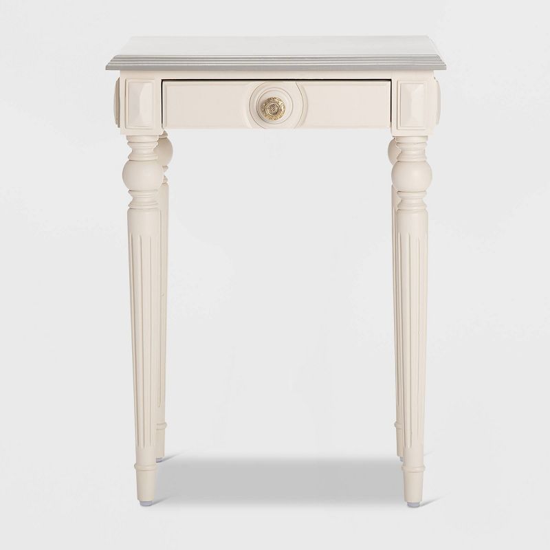 Amos Side Table with Drawer Cream/Gray - ClickDecor