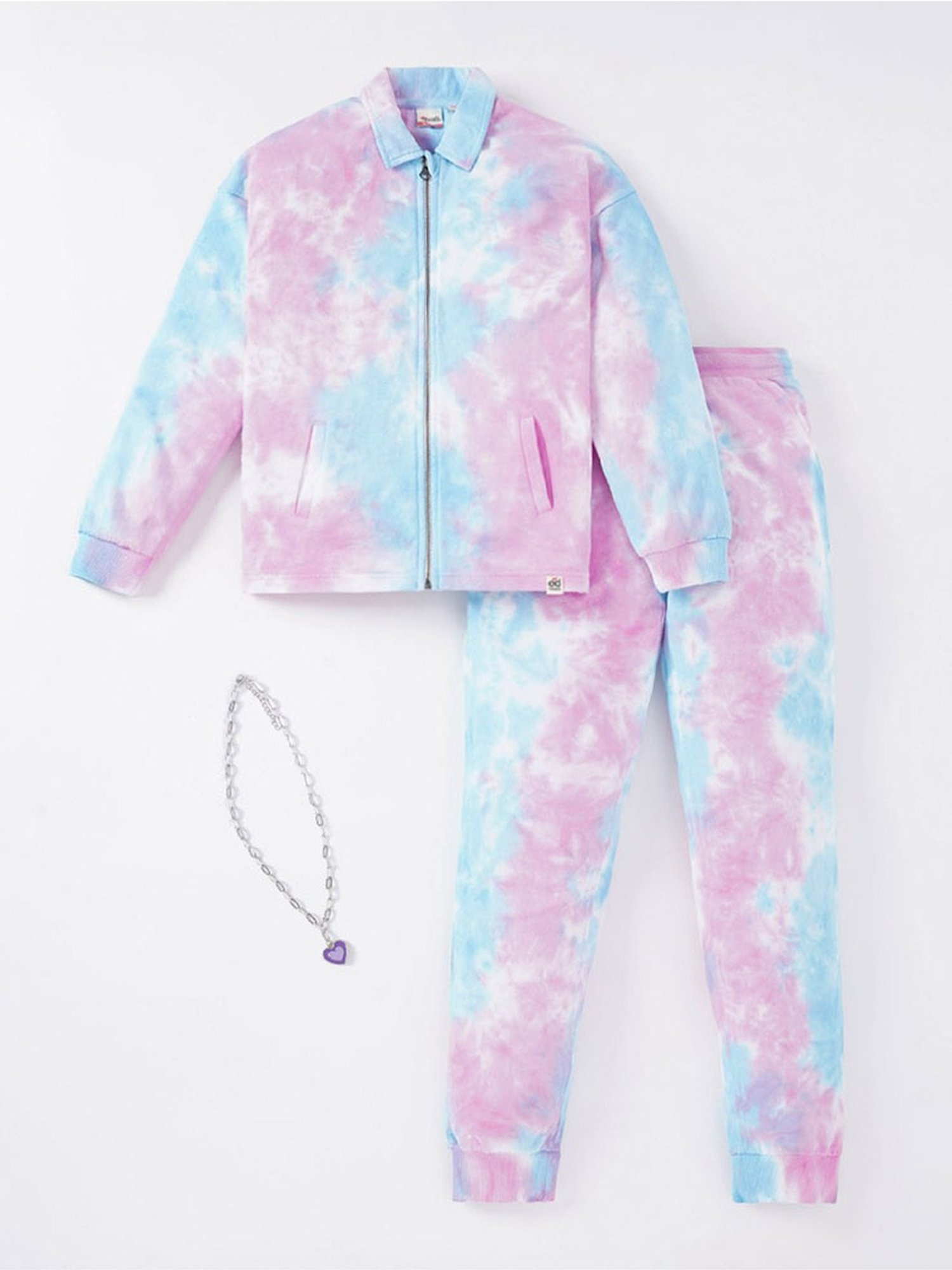 Edheads Kids Blue & Pink Cotton Ombre Full Sleeves Sweatshirt Set