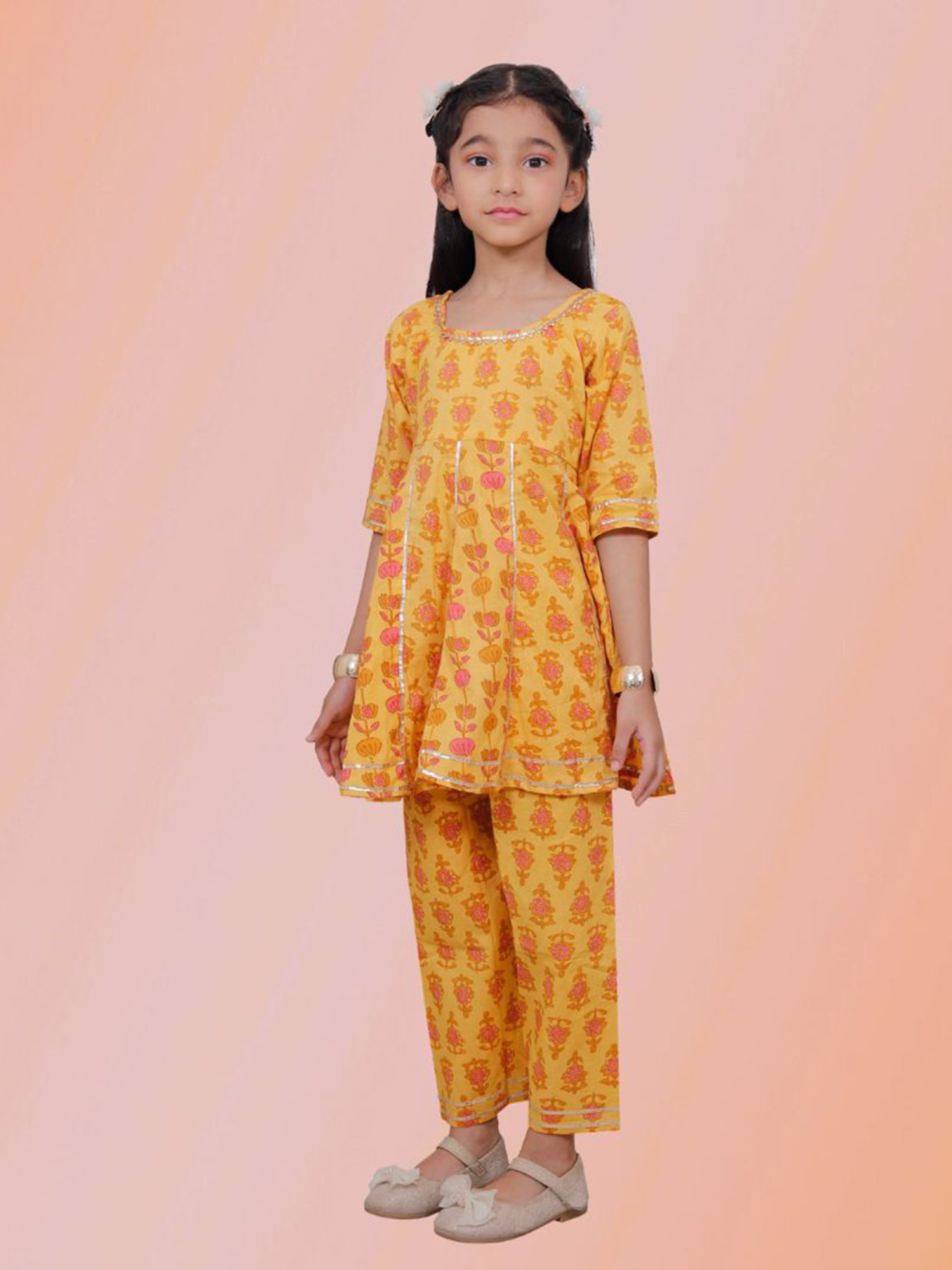 Many Frocks Kids Blue Embellished Top with Plazzos