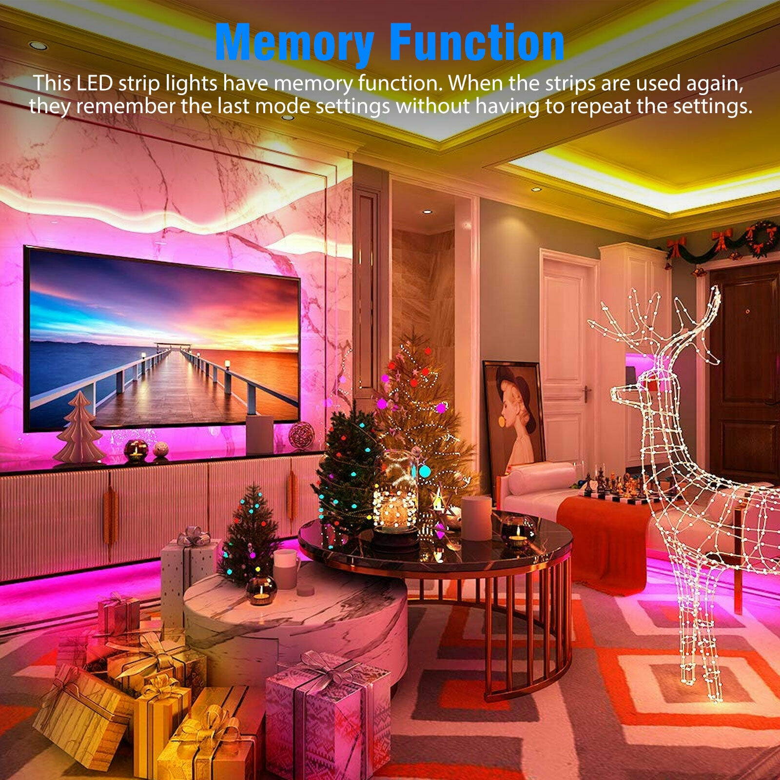 49.2ft/15M RGB Flexible 3528 SMD 900 LED Strip Light 44Key Remote 12V Power Kit