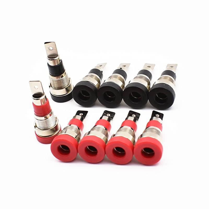 Black and Red 4mm Banana Jack Socket Female Adapter Panel Mount Binding Post for 4mm Banana Plug Connectors
