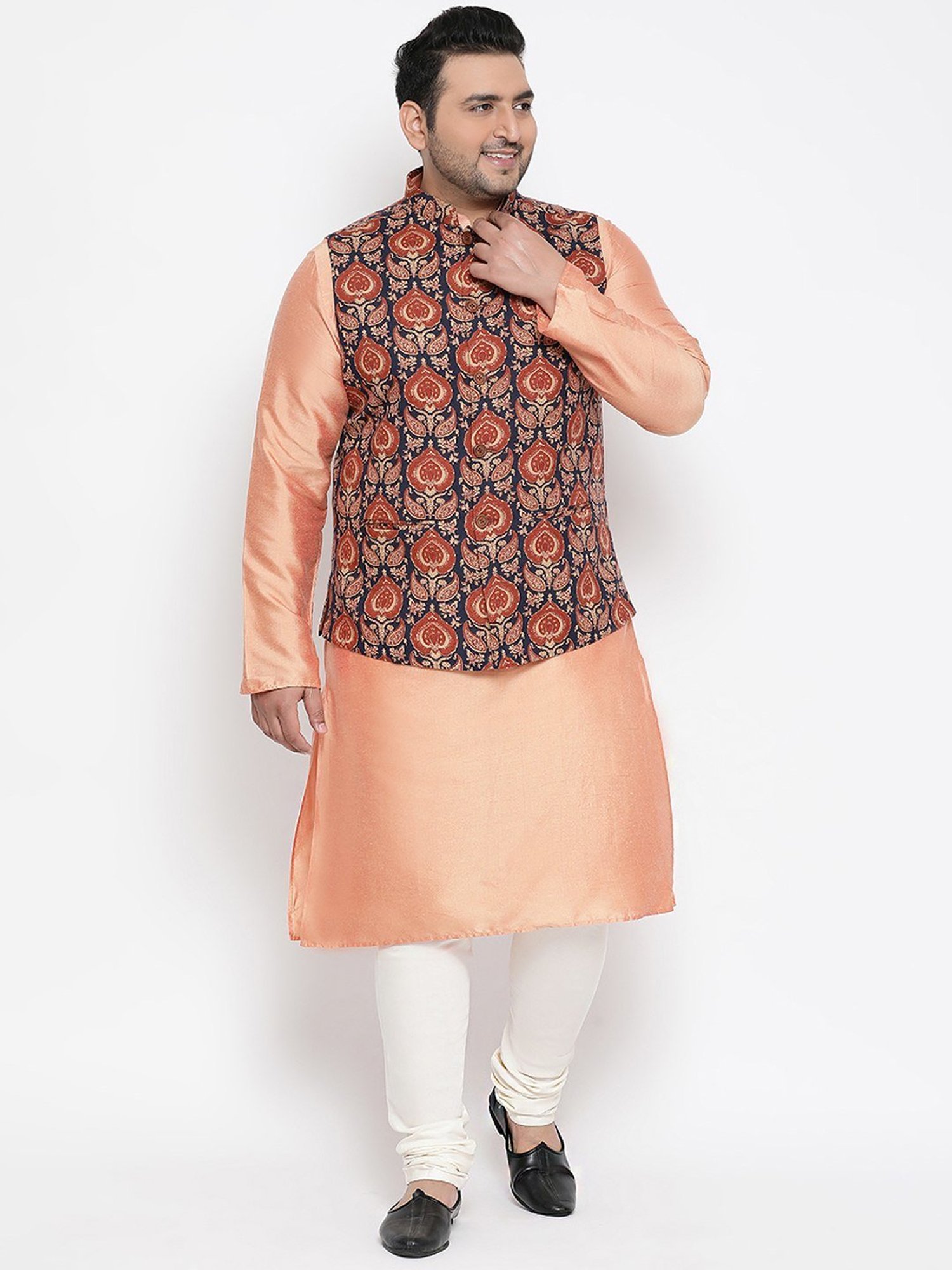 KISAH PLUS Multicolored Regular Fit Printed Kurta Set With Jacket