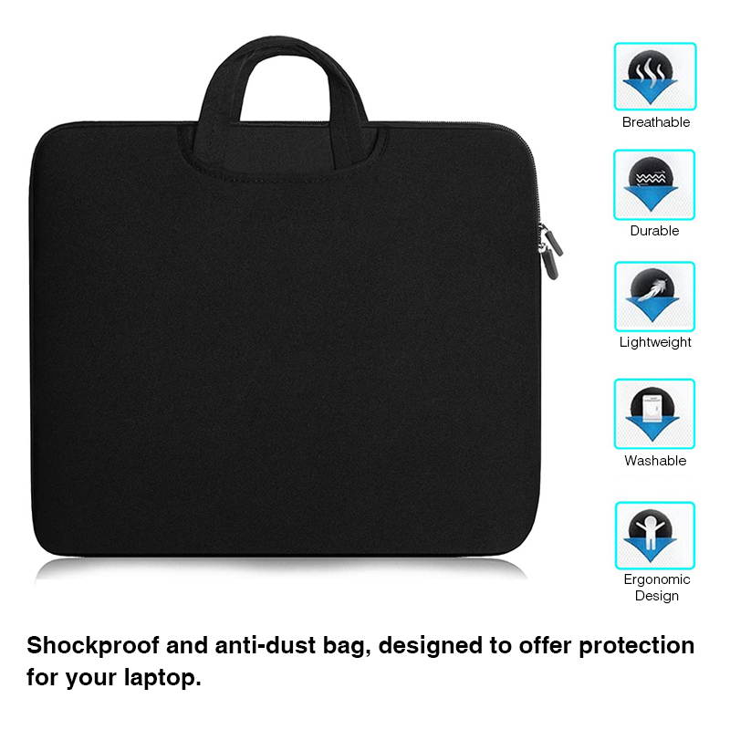 Laptop Sleeve Bag Handbag 14 Inch Carrying Case, 360&deg; Protective Computer Bag, Waterproof Shockproof Durable, Black