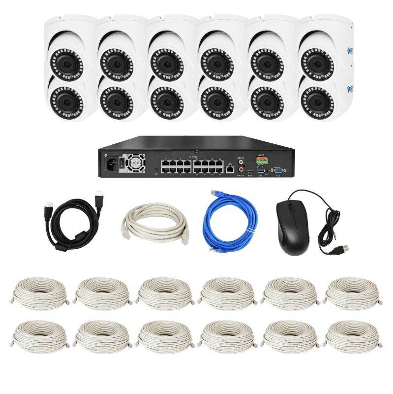 GW Security 4K 8 Channel NVR Security Camera System with 1TB HDD, 4 x 4K IP PoE 8MP Turret cameras, 100-Degrees Wide-angle, 100FT Night Vision