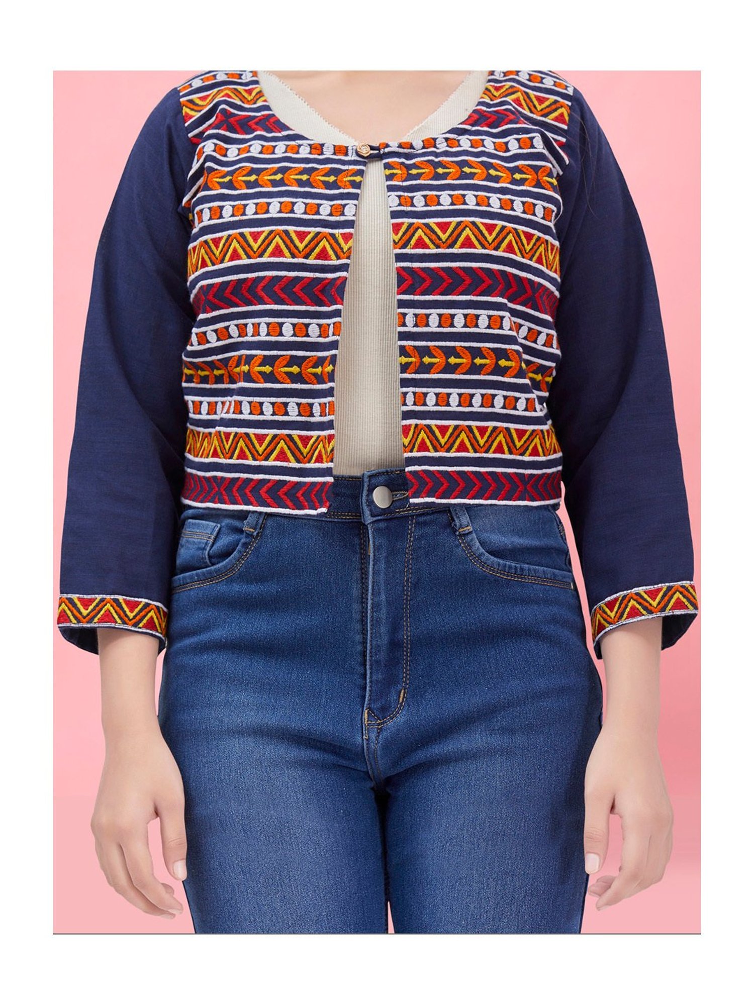 Aarika Kids Navy Embroidered Jacket