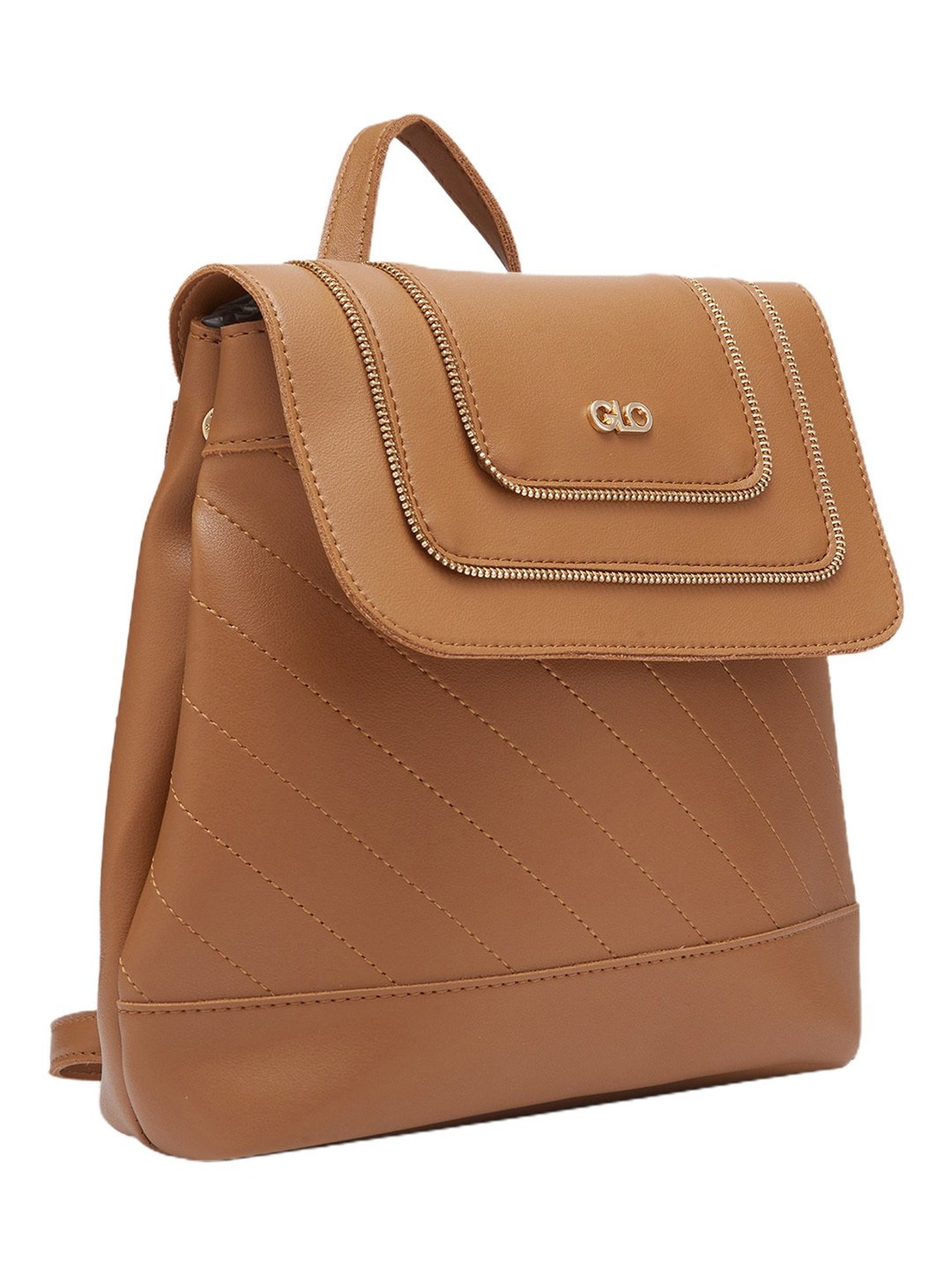 Globus Women Tan Solid Vegan Leather Backpack