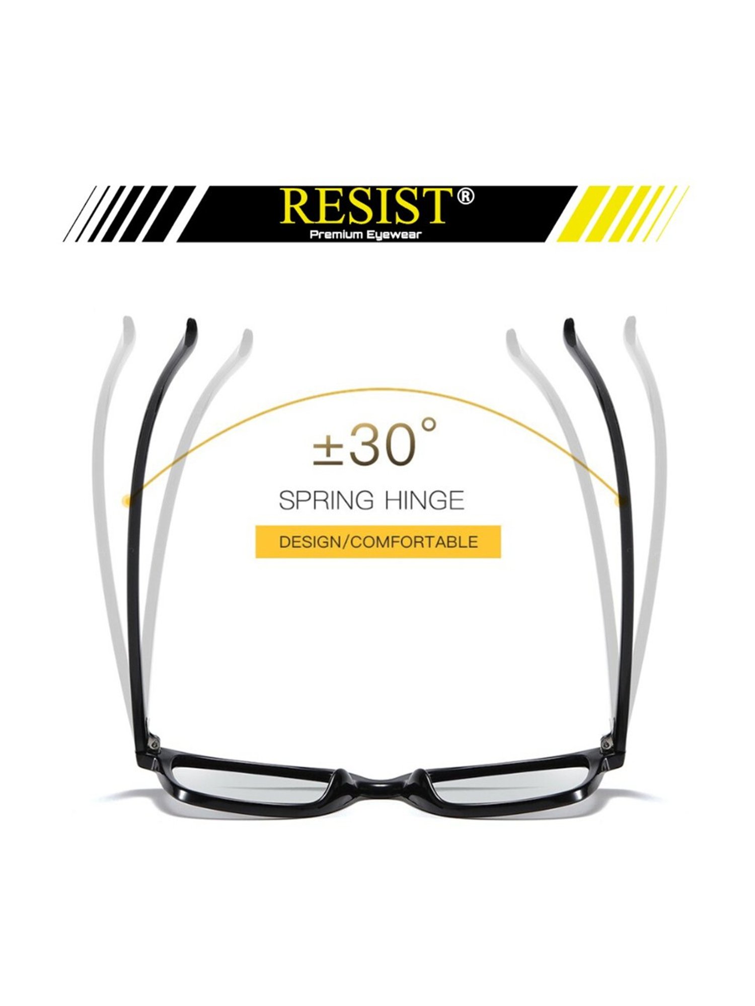 Resist Eyewear Black Wayfarer Unisex Sunglasses
