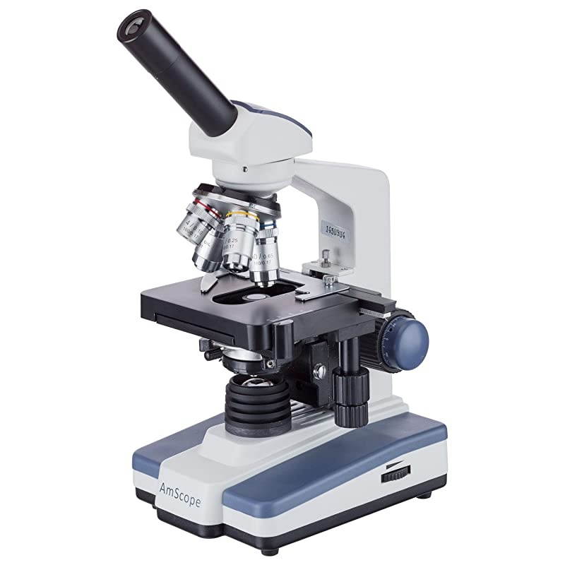 M620CSP14CLS50P100SWM 40X2500X LED Monocular Compound Microscope with Extensive Slide Preparation Kit and Book