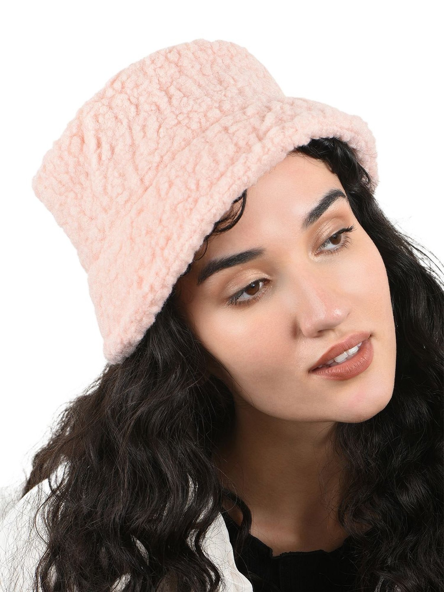 ToniQ Pink Fur Special Seasonal Wear Bucket Hat