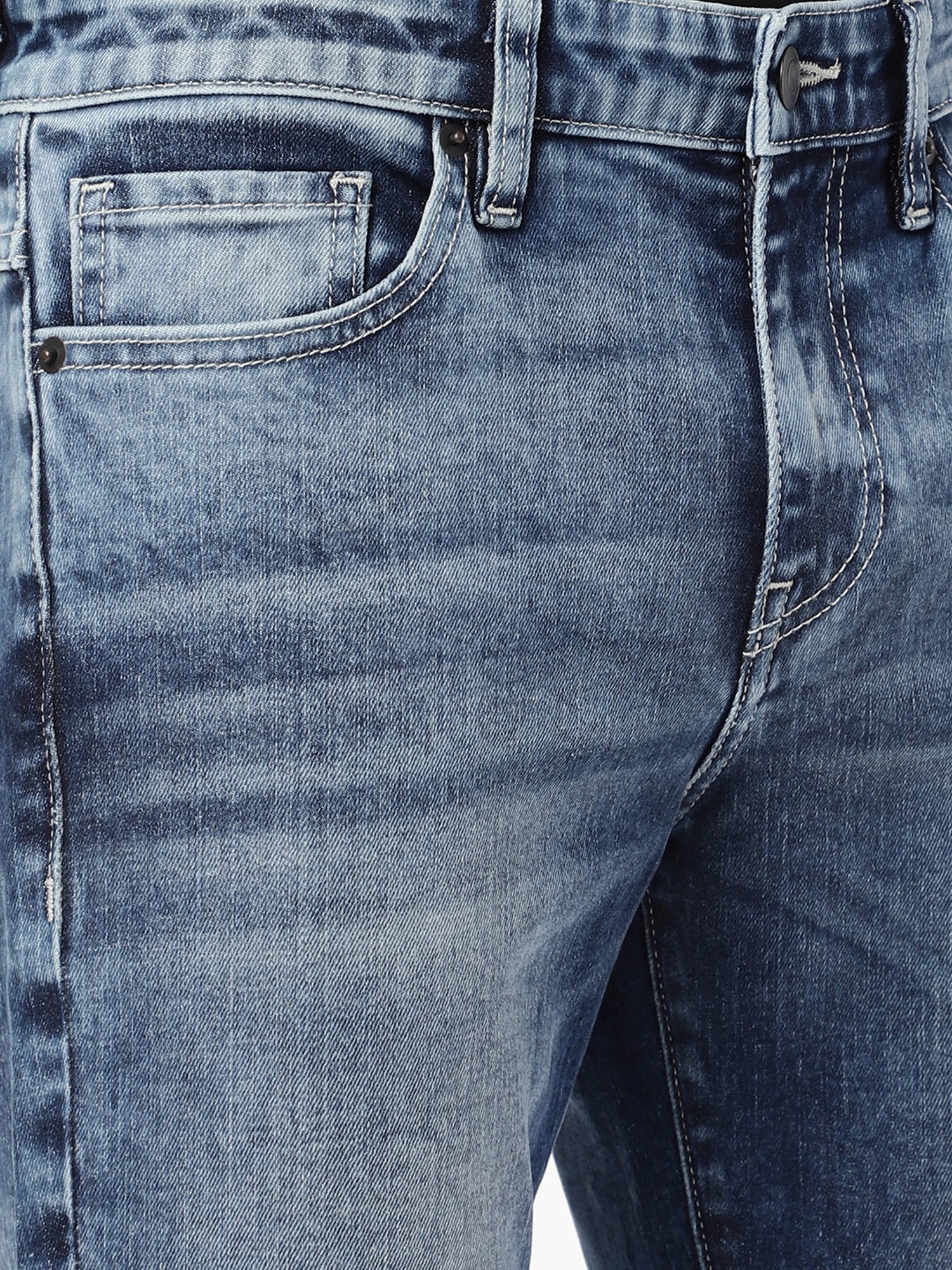 Passion Blue Comfort Fit Heavily Washed Jeans