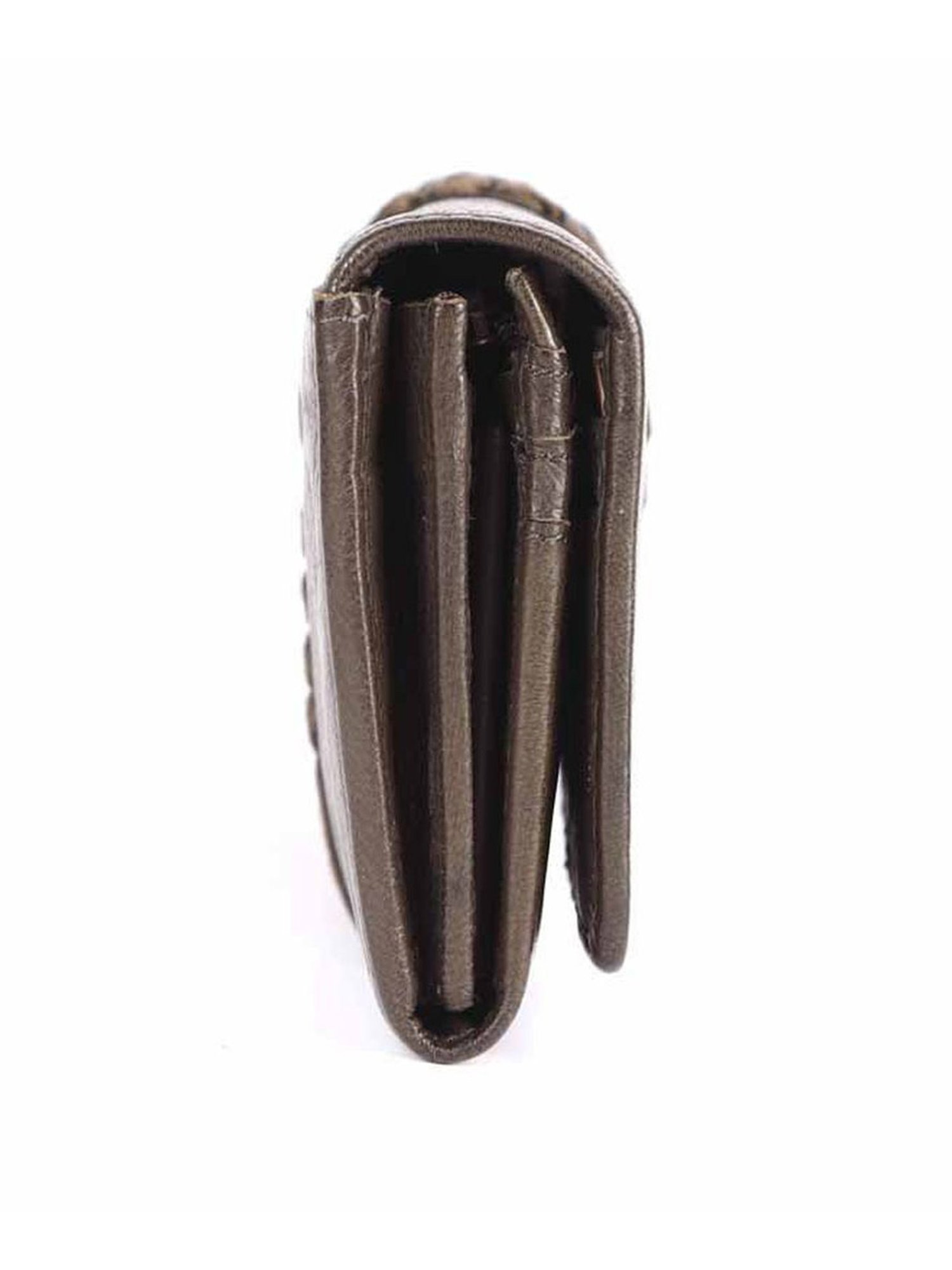 KOMPANERO Marina Moss Green Leather Textured Tri-Fold Wallet