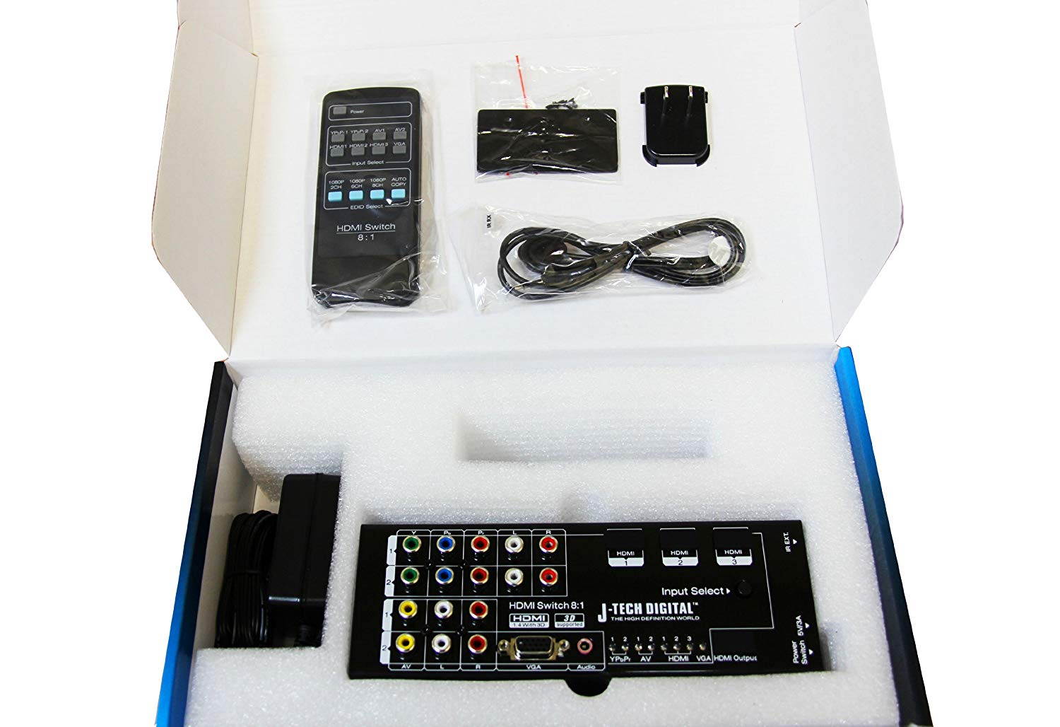 J-Tech Digital JTD-0801 Multi-Functional HDMI Converter with 8 Inputs to 1 HDMI Output