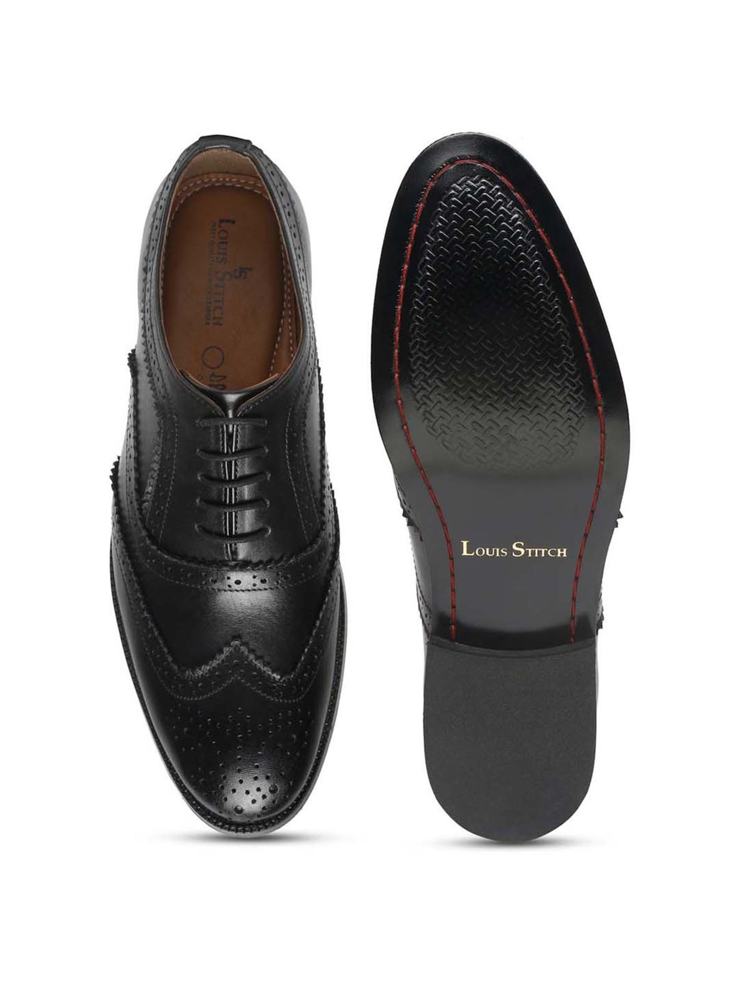 Louis Stitch Men's Obsidian Black Brogue Shoes