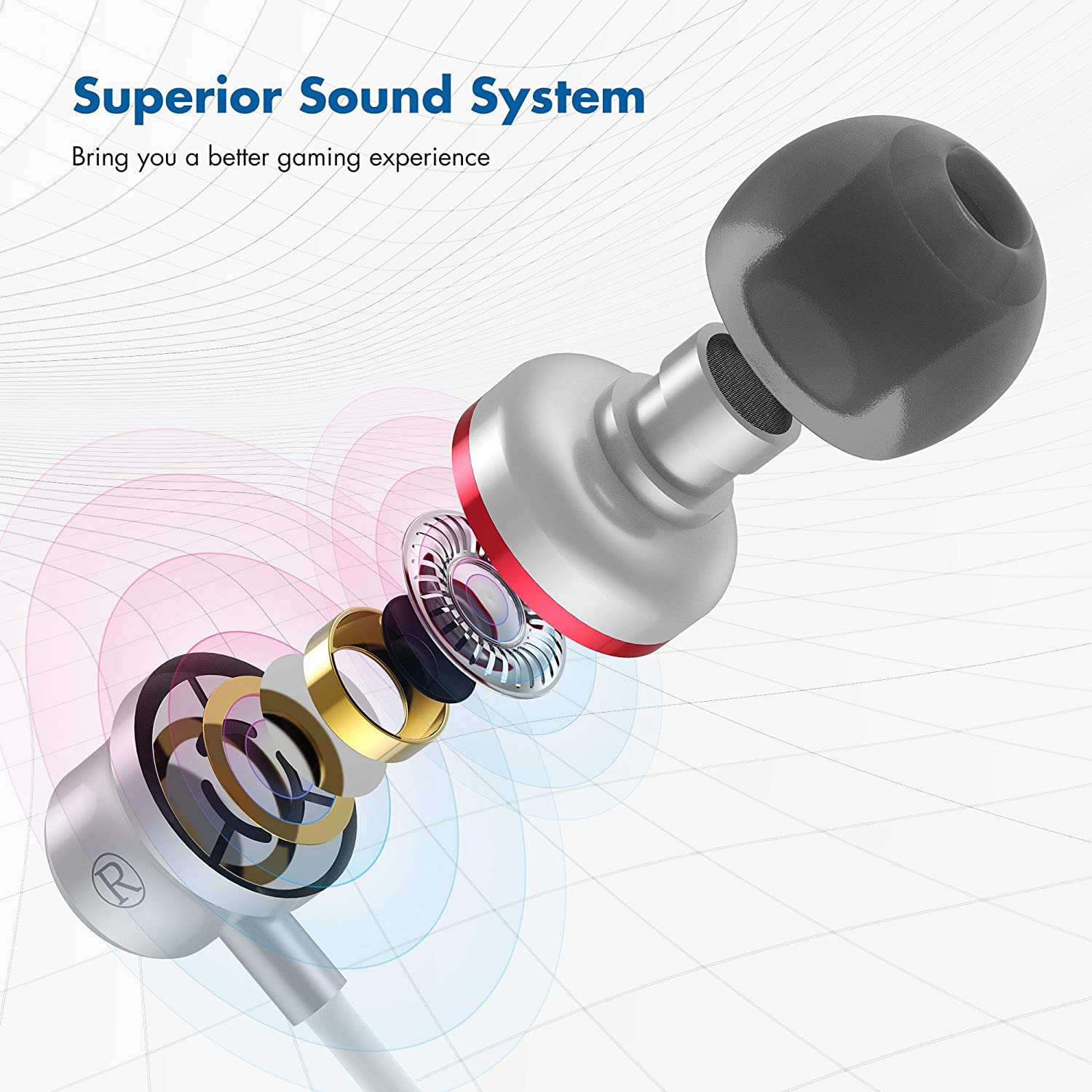 Headphones for Oculus Quest 2 VR Headset Noise-Isolating in-Ear Earphones with 3D 360 Degree Sound and Custom Silicone Earbuds Caps (White)