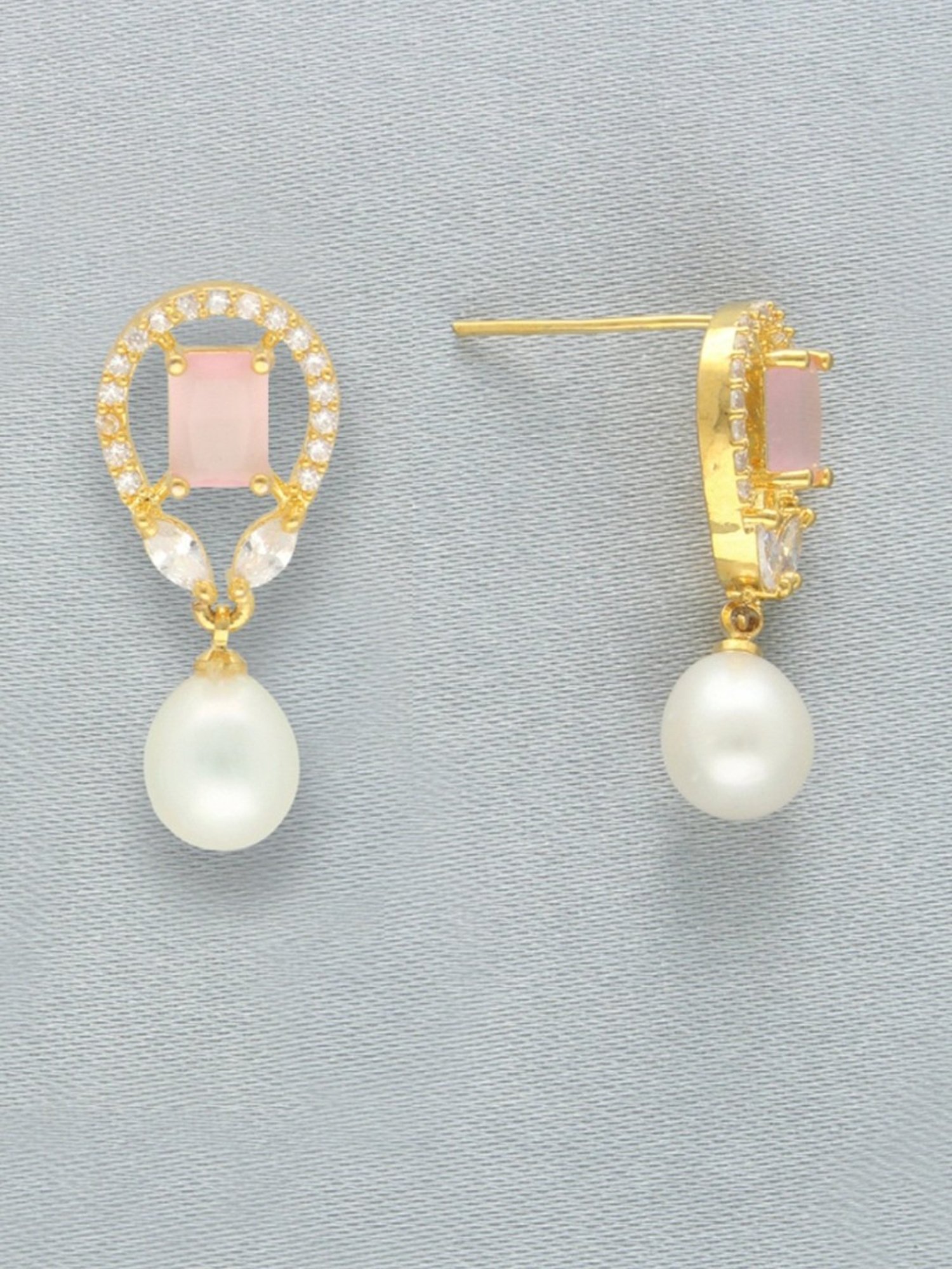 Sri Jagdamba Pearls White & Pink Wishi Earrings for Women