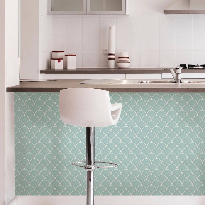 Brewster Shell Peel & Stick Backsplash Tile Paper Seafoam Green