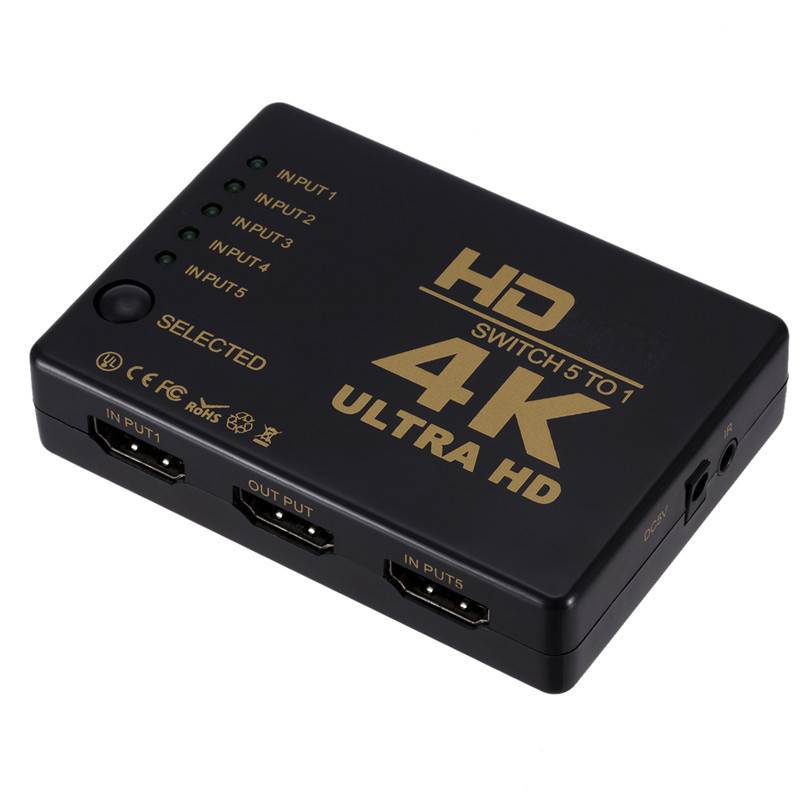 Gigbird 5-Port HDMI  Switch  4K*2K( 3840 * 2160P) HD Video HDMI  Switcher 5 in 1 out HDMI Splitter (Black)