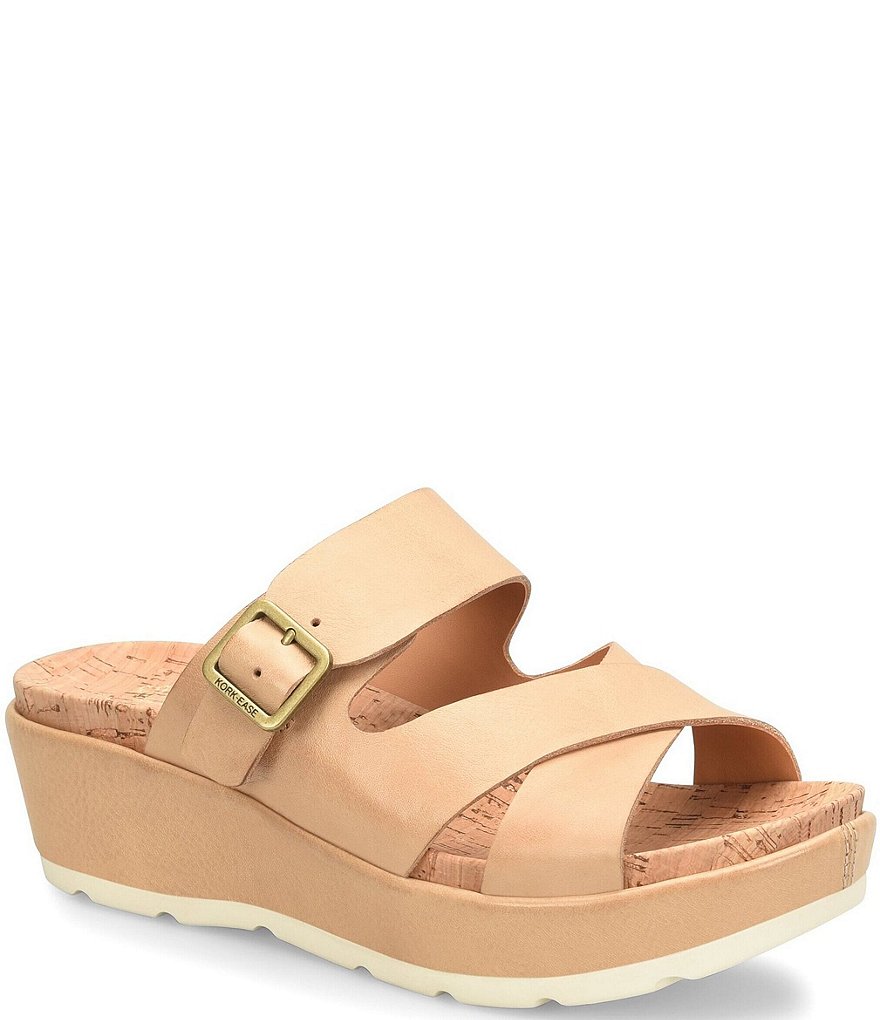 Kork-Ease Callie Leather Platform Wedge Slide Sandals